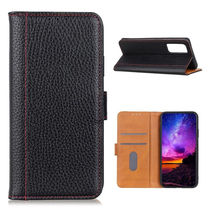 Leren Hoesje Xiaomi Mi 10T / 10T Pro Rood Zwart Telefoonhoesje Gestikt Lychee Leereffect