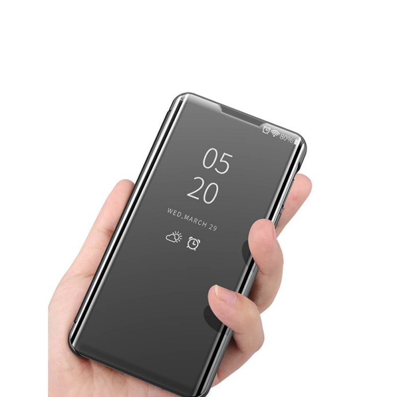 Zichtafdekking Xiaomi Mi 10T / 10T Pro Donkerblauw Zwart Spiegel En Kunstleer