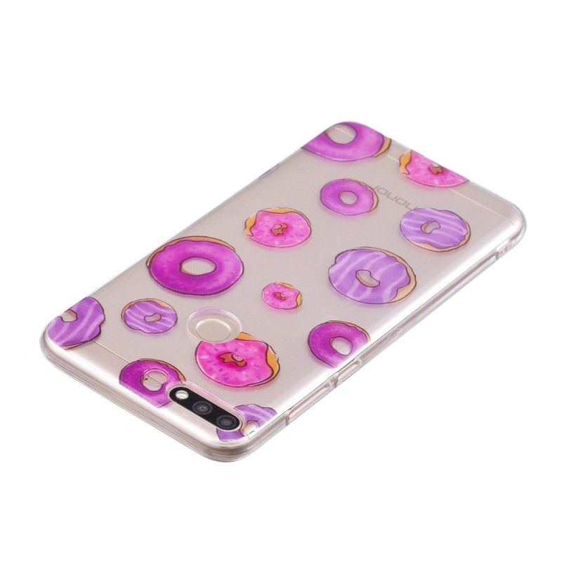 Case Hoesje Huawei Y7 2018 Telefoonhoesje Transparante Donuts Waaier