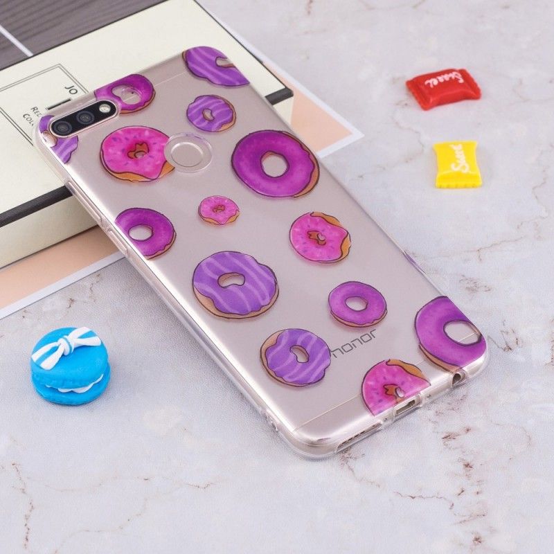 Case Hoesje Huawei Y7 2018 Telefoonhoesje Transparante Donuts Waaier