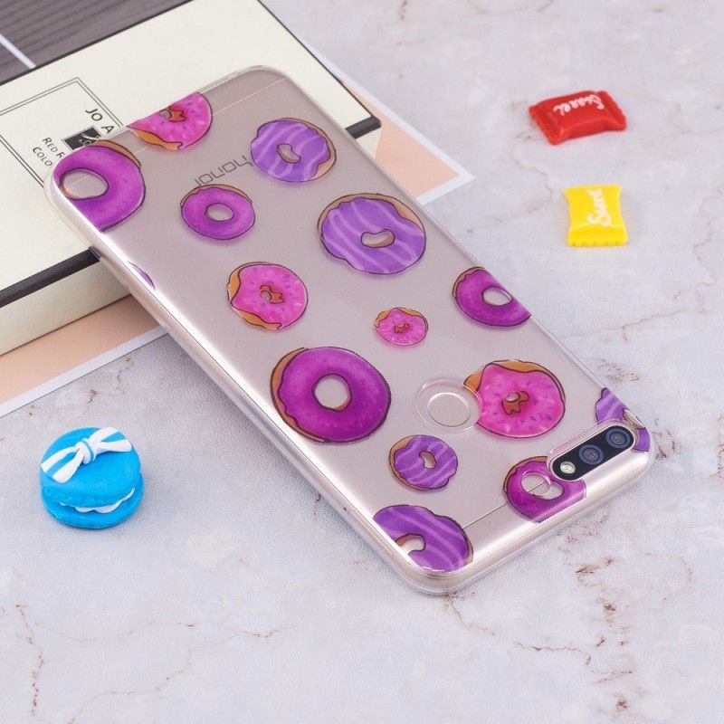 Case Hoesje Huawei Y7 2018 Telefoonhoesje Transparante Donuts Waaier