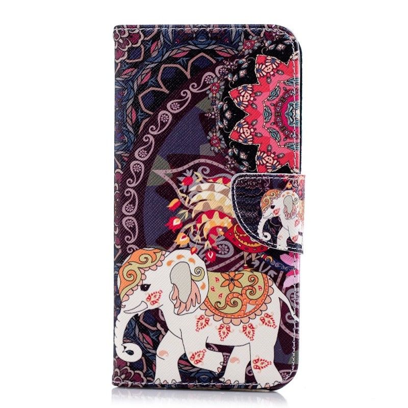 Leren Hoesje Huawei Y7 2018 Etnische Olifantenmandala