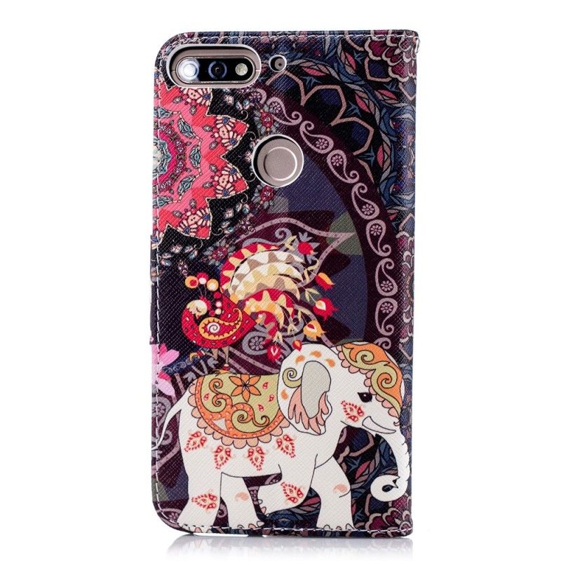 Leren Hoesje Huawei Y7 2018 Etnische Olifantenmandala