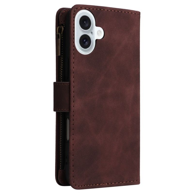 Flip Case Leren iPhone 16 Plus Met Portemonnee Met Ritsvak