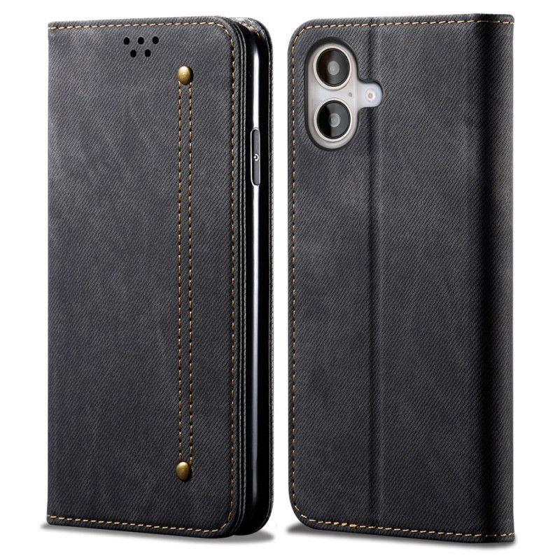 Folio-hoesje iPhone 16 Plus Jeansstof Bescherming Hoesje