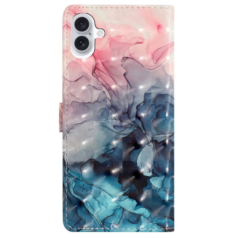 Folio-hoesje iPhone 16 Plus Roze En Blauw Marmer Met Riempje