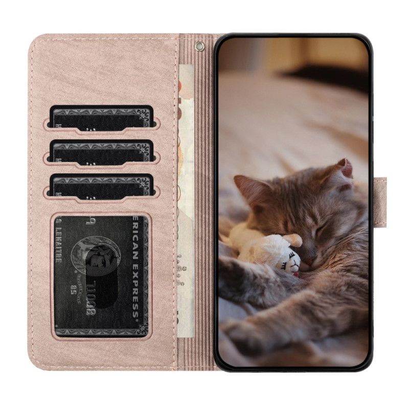 Folio-hoesje iPhone 16 Plus Telefoonhoesje Kattenpatroon Met Riem