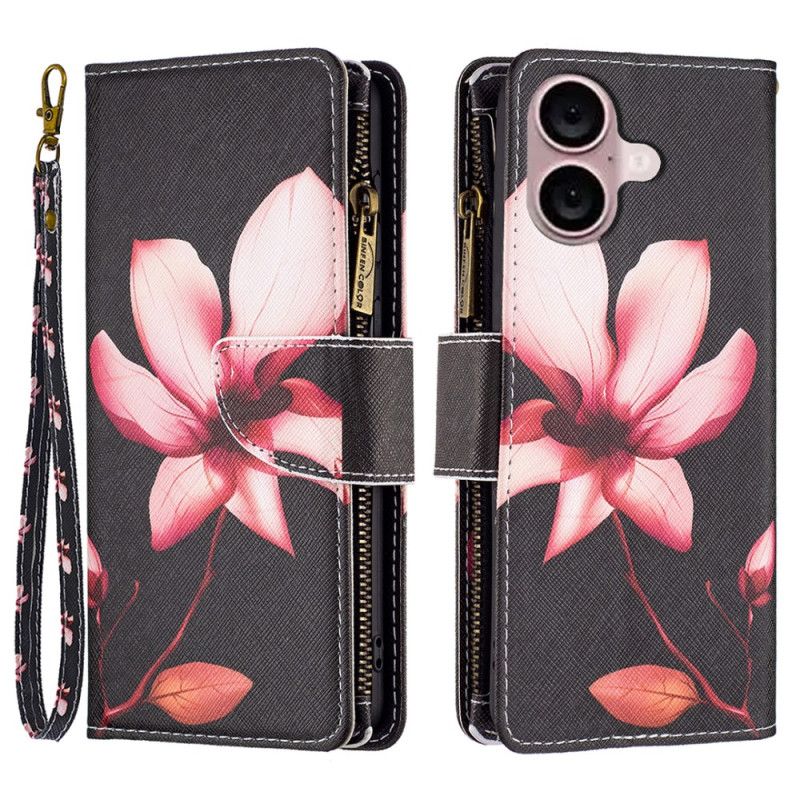 Folio-hoesje iPhone 16 Plus Telefoonhoesje Lotus Riem Portemonnee