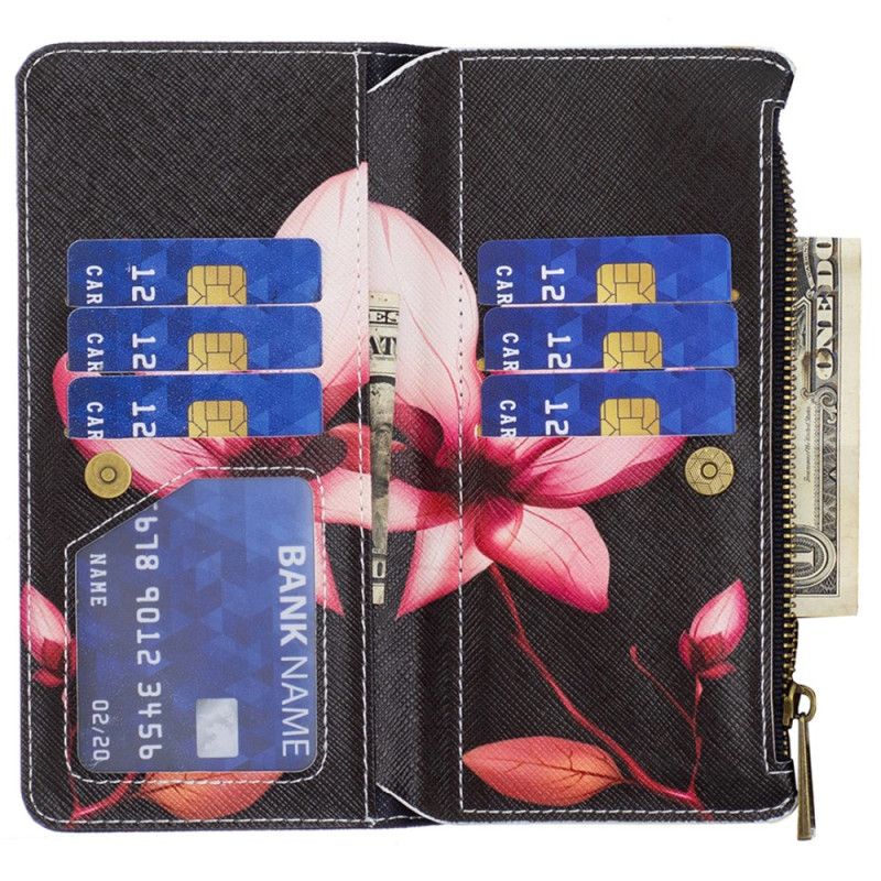 Folio-hoesje iPhone 16 Plus Telefoonhoesje Lotus Riem Portemonnee