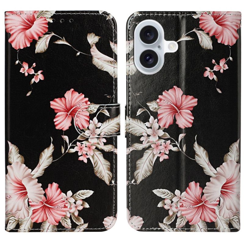 Folio-hoesje iPhone 16 Plus Telefoonhoesje Rododendrons