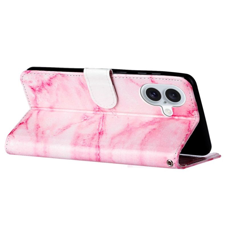 Folio-hoesje iPhone 16 Plus Telefoonhoesje Roze Marmerpatroon