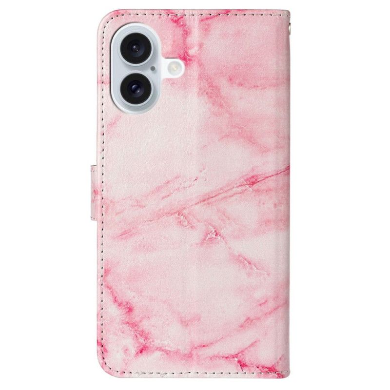 Folio-hoesje iPhone 16 Plus Telefoonhoesje Roze Marmerpatroon