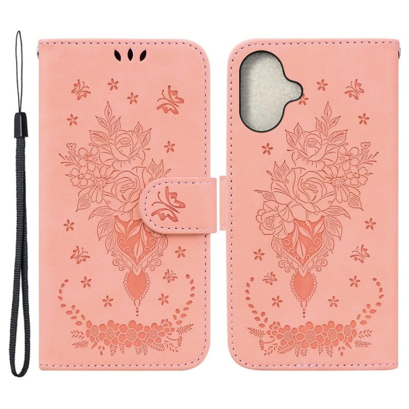 Folio-hoesje iPhone 16 Plus Telefoonhoesje Rozen