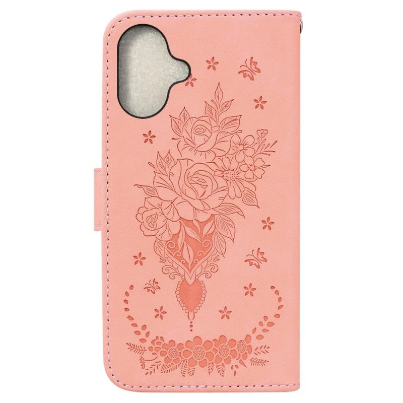 Folio-hoesje iPhone 16 Plus Telefoonhoesje Rozen