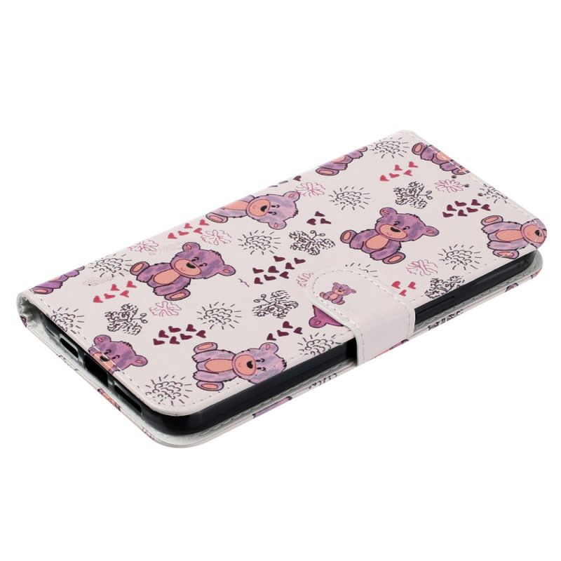 Leren Hoesje iPhone 16 Plus Draagkoordbeerpatroon