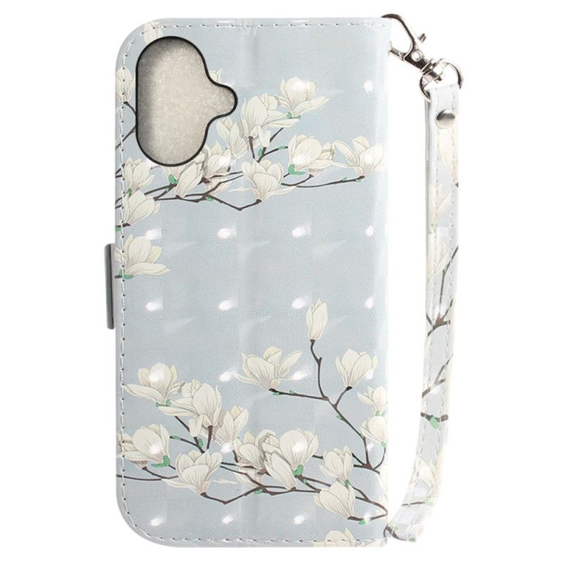 Leren Hoesje Voor iPhone 16 Plus Band Magnolia's