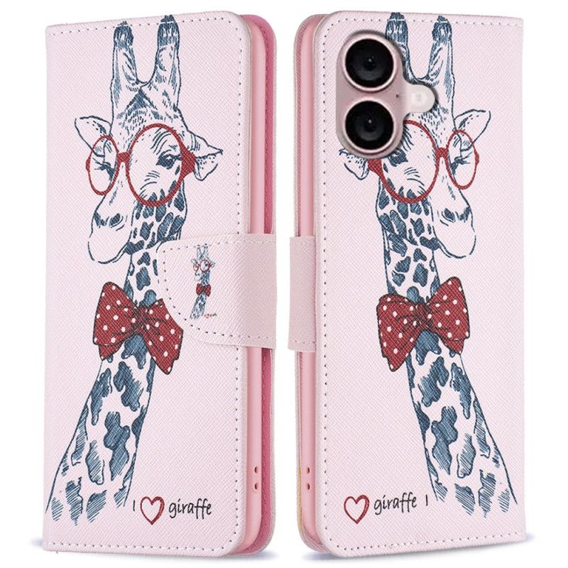 Leren Hoesje Voor iPhone 16 Plus Intello-giraffe