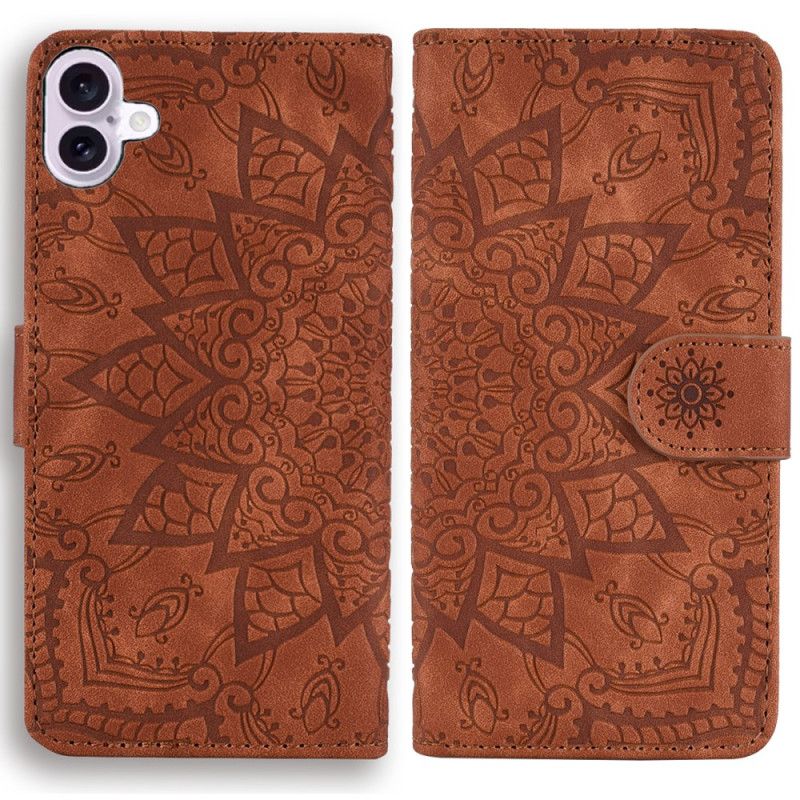 Leren Hoesje Voor iPhone 16 Plus Mandala-print