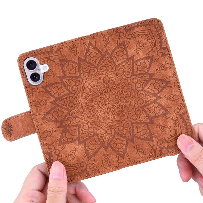 Leren Hoesje Voor iPhone 16 Plus Mandala-print