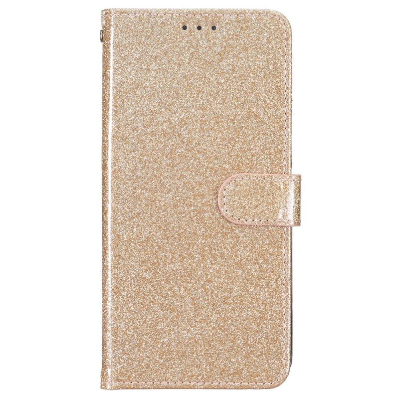 Leren Hoesje Voor iPhone 16 Plus Pailletten Met Bandjes