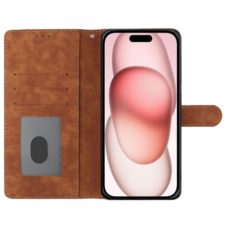 Leren Hoesje Voor iPhone 16 Plus Suède-effect Met Riempje