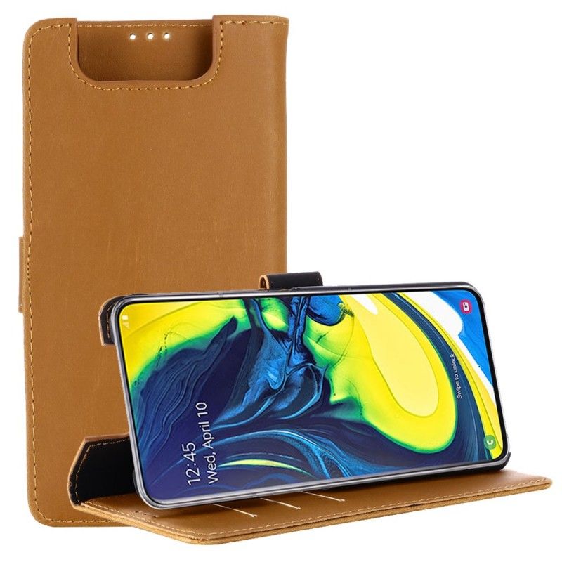 Bescherming Hoesje Samsung Galaxy A80 / A90 Bruin Subtiel Leer