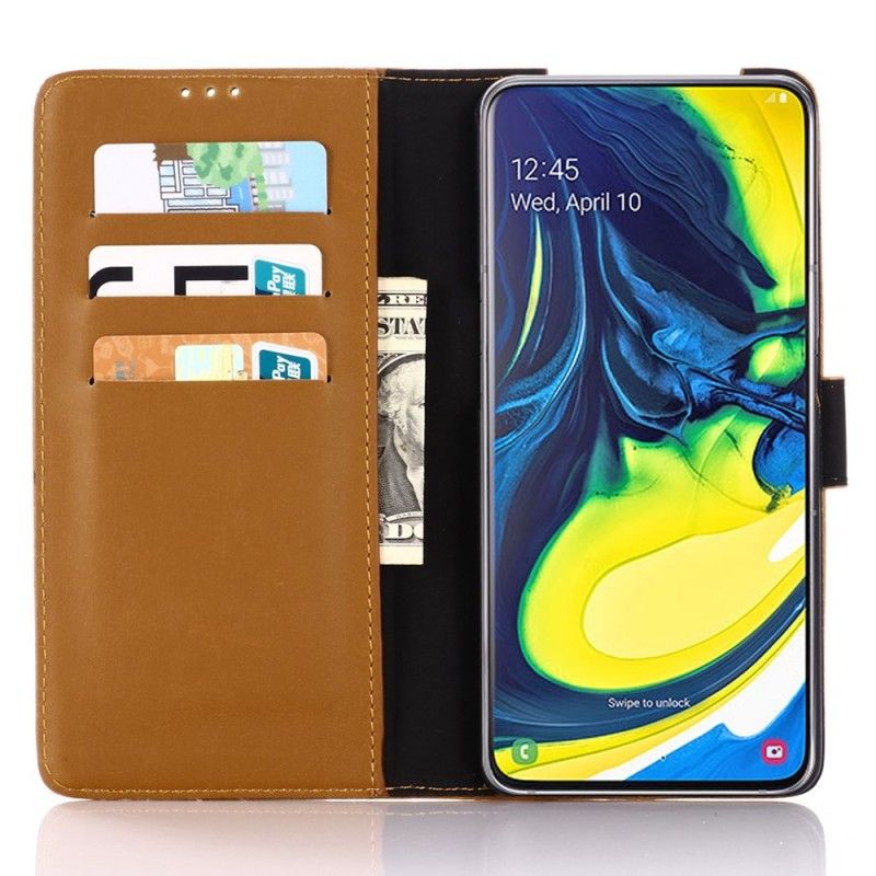 Bescherming Hoesje Samsung Galaxy A80 / A90 Bruin Subtiel Leer