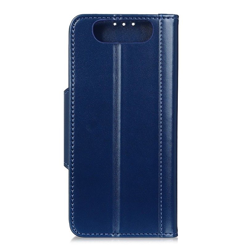 Bescherming Hoesje Samsung Galaxy A80 / A90 Marineblauw Zwart Kunstlederen Zilveren Sluiting