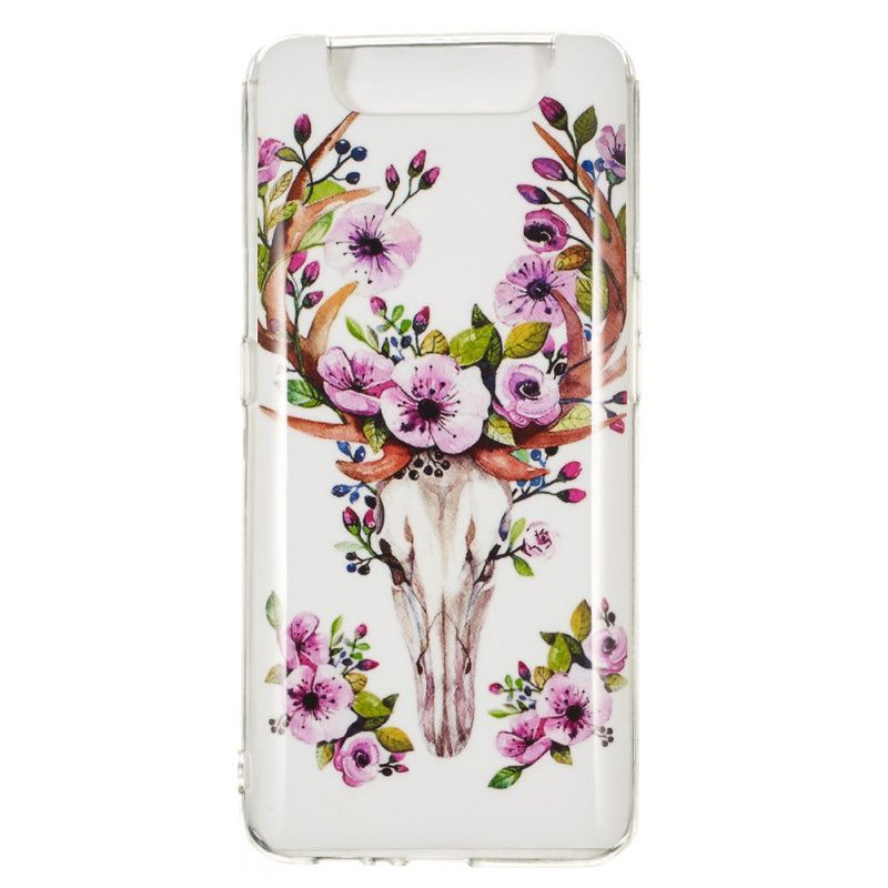 Case Hoesje Samsung Galaxy A80 / A90 Telefoonhoesje Eland Met Fluorescerende Bloemen