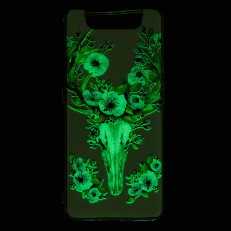 Case Hoesje Samsung Galaxy A80 / A90 Telefoonhoesje Eland Met Fluorescerende Bloemen