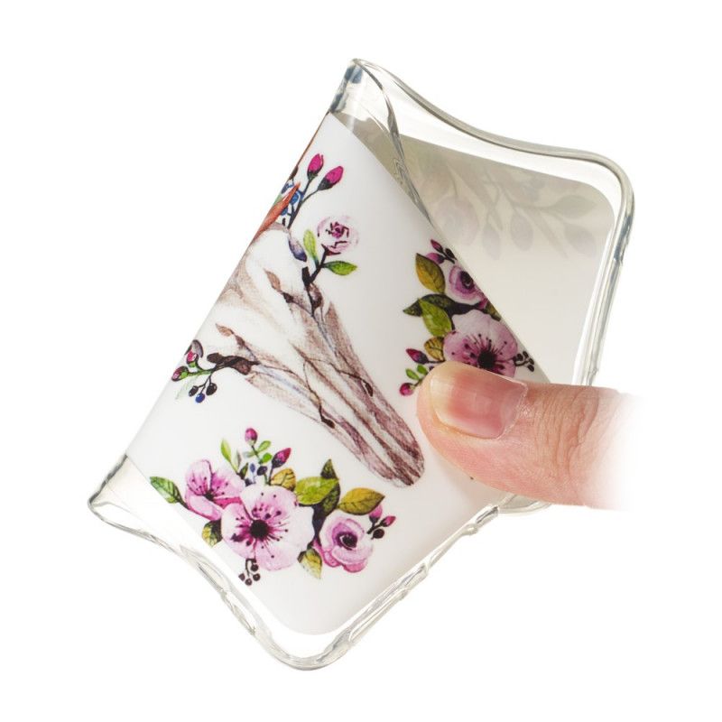 Case Hoesje Samsung Galaxy A80 / A90 Telefoonhoesje Eland Met Fluorescerende Bloemen