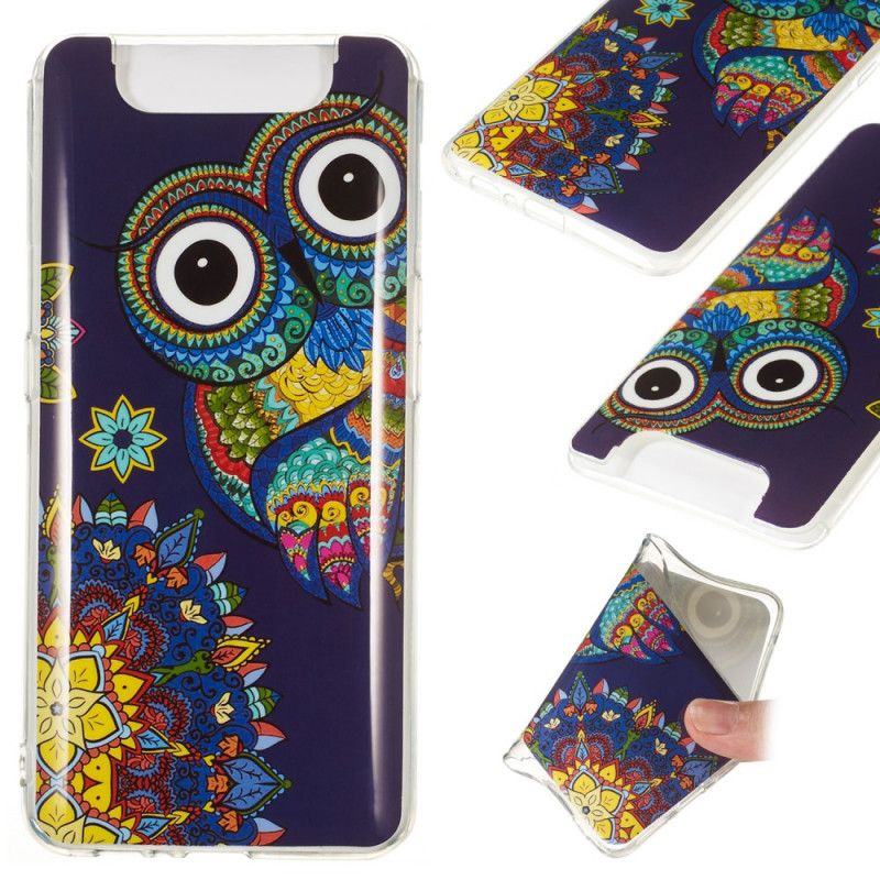 Case Hoesje Samsung Galaxy A80 / A90 Telefoonhoesje Fluorescerende Mandala-Uil