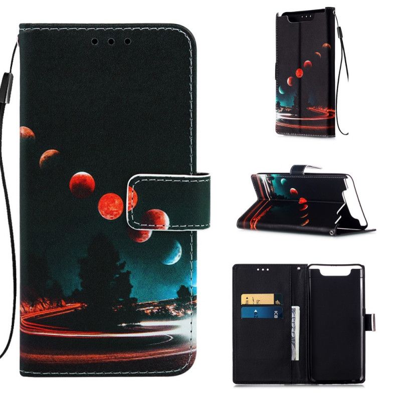 Flip Case Leren Samsung Galaxy A80 / A90 Manen En Sterrenstelsel