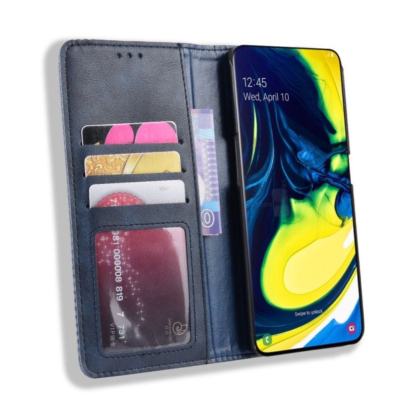 Folio-hoesje Samsung Galaxy A80 / A90 Rood Zwart Gestileerd Imitatieleer