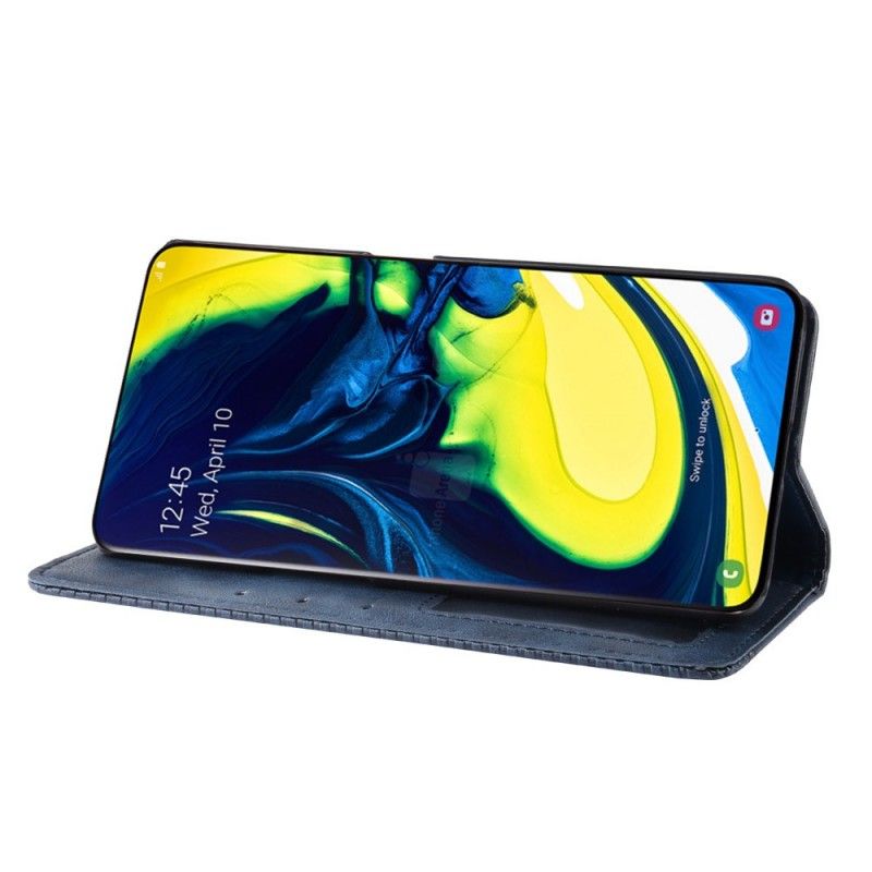 Folio-hoesje Samsung Galaxy A80 / A90 Rood Zwart Gestileerd Imitatieleer