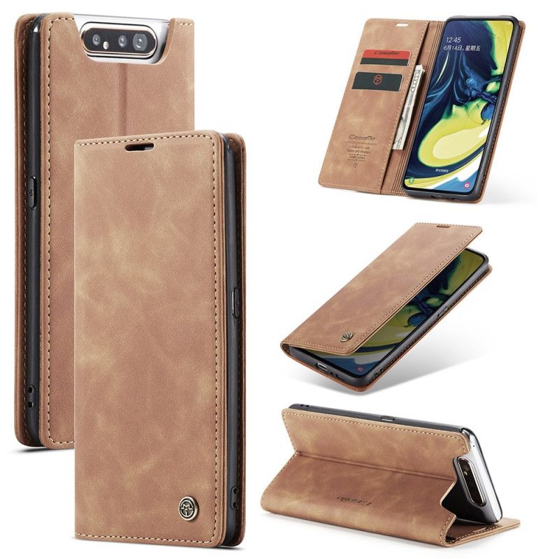 Folio-hoesje voor Samsung Galaxy A80 / A90 Bruin Zwart Kunstlederen Etui