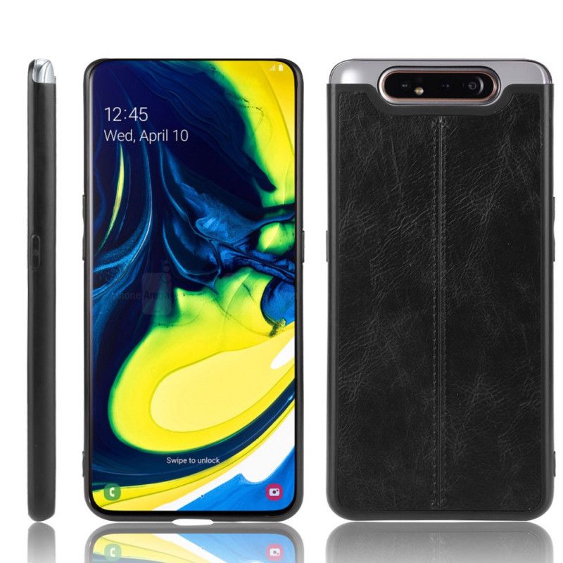 Hoesje Samsung Galaxy A80 / A90 Rood Zwart Gestikt Leereffect