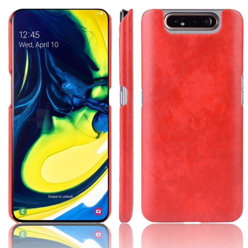 Hoesje Samsung Galaxy A80 / A90 Rood Zwart Lychee Leereffect