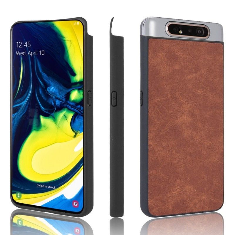 Hoesje voor Samsung Galaxy A80 / A90 Zwart Vintage Look Leereffect