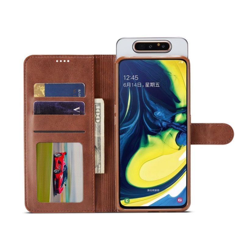 Leren Hoesje Samsung Galaxy A80 / A90 Grijs Zwart Telefoonhoesje Lc.Imeeke Leereffect