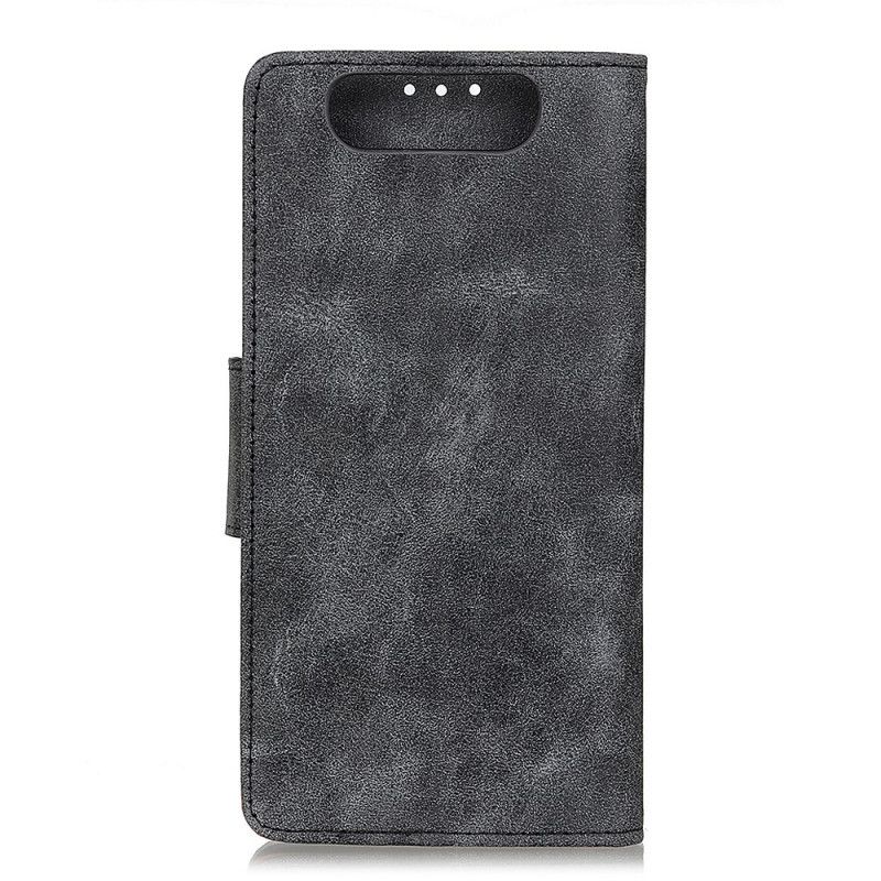 Leren Hoesje Samsung Galaxy A80 / A90 Koffie Grijs Telefoonhoesje Vintage Splitleer