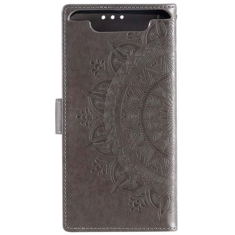 Leren Hoesje Samsung Galaxy A80 / A90 Lichtpaars Cyaan Zon Mandala