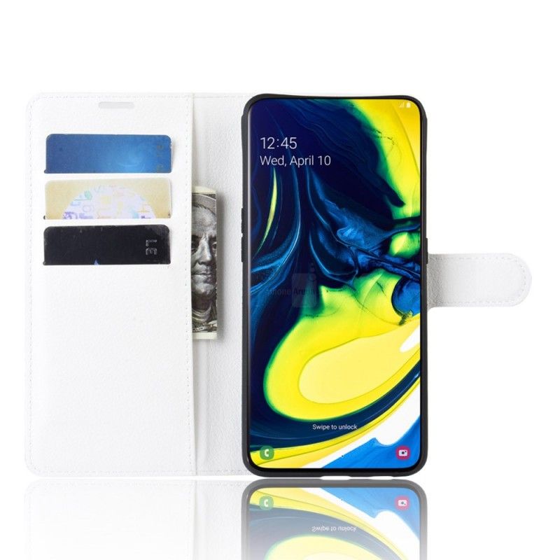 Leren Hoesje Samsung Galaxy A80 / A90 Wit Zwart Retro Kunstleer