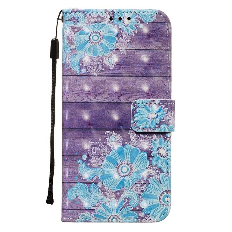 Leren Hoesje voor Samsung Galaxy A80 / A90 Blauwe Bloemen