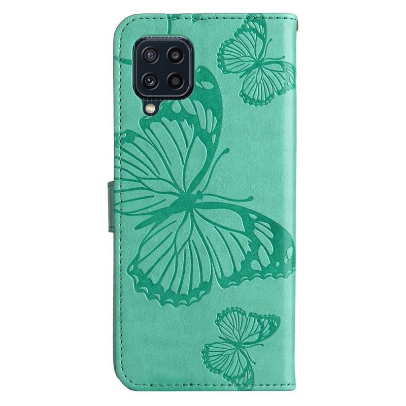 Flip Case Leren Samsung Galaxy M32 Gigantische Stringvlinders