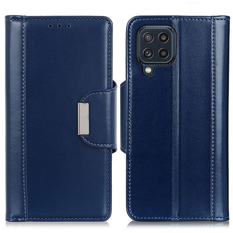 Flip Case Leren Samsung Galaxy M32 Kunstleer Zilveren Sluiting