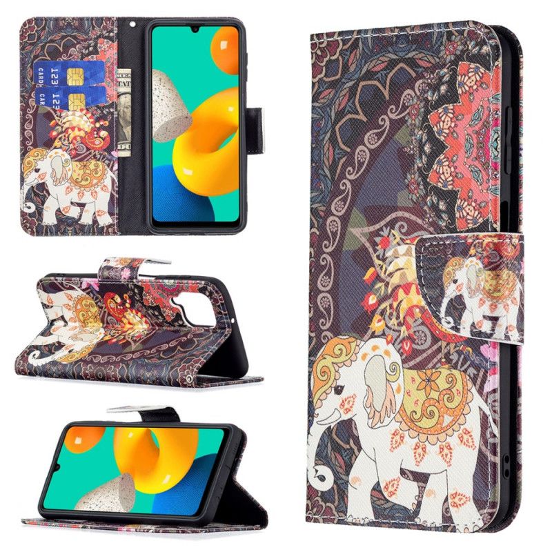 Folio-hoesje Samsung Galaxy M32 Telefoonhoesje Indische Olifant