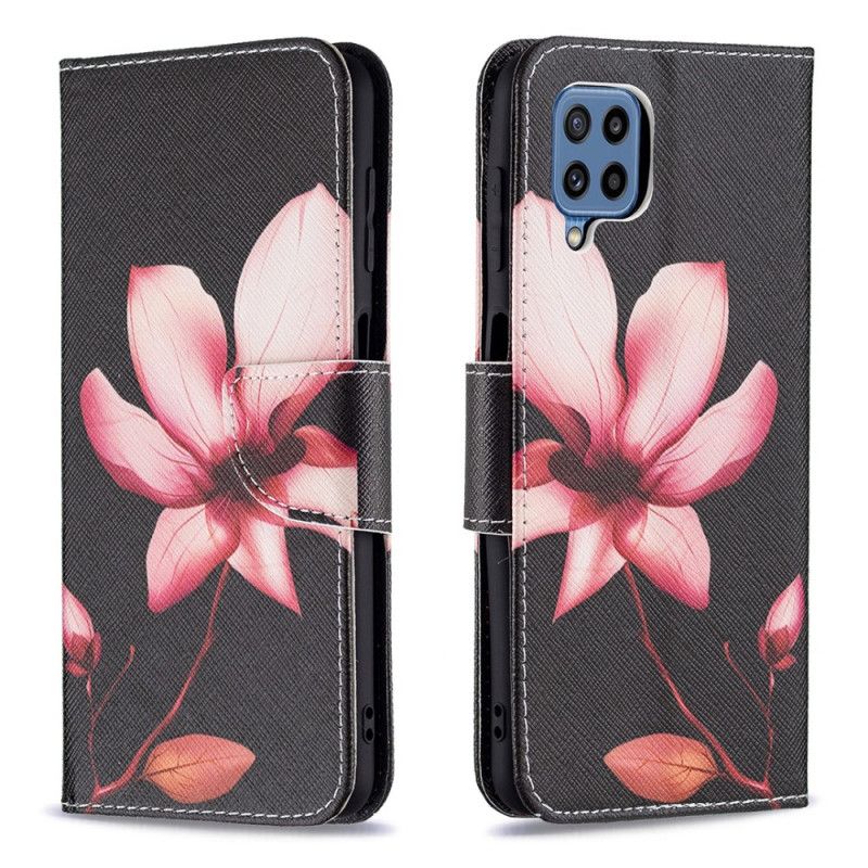 Leren Hoesje Samsung Galaxy M32 Roze Bloem Bescherming Hoesje