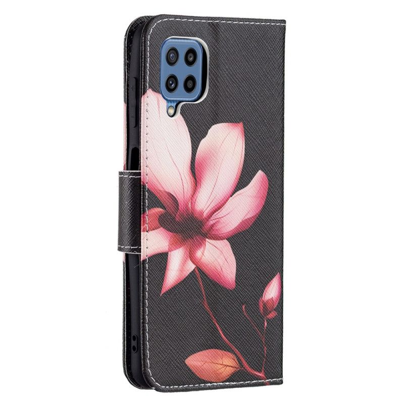 Leren Hoesje Samsung Galaxy M32 Roze Bloem Bescherming Hoesje