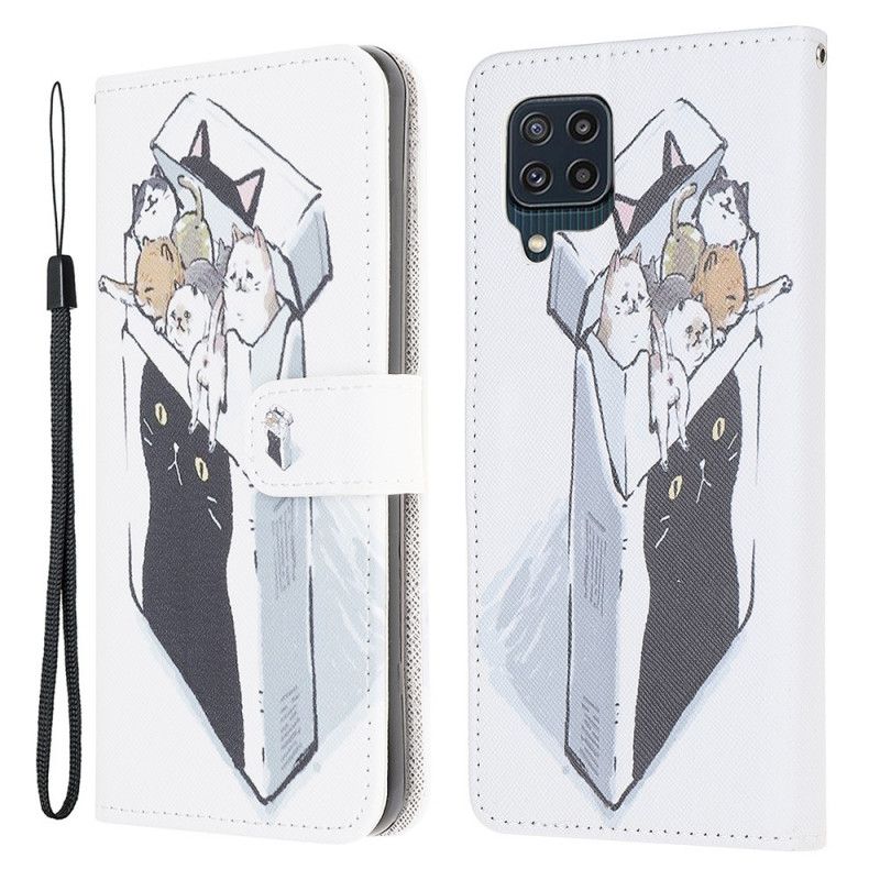 Leren Hoesje Voor Samsung Galaxy M32 Levering String Katten